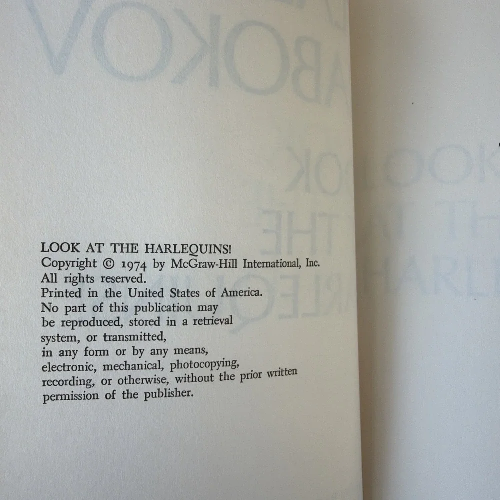 Look‎ at the Harlequins! Vladimir Nabokov 1974 HC/DJ BCE